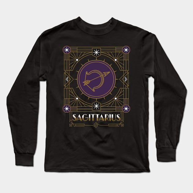 Great Sagittarius Deco Long Sleeve T-Shirt by Skyborne Designs